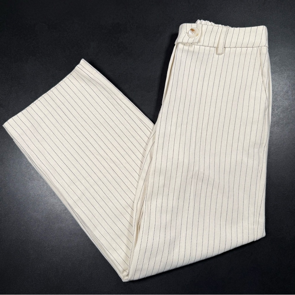 NWOT Jason Wu Ivory Pin-Striped Wide Leg Trousers Size 6